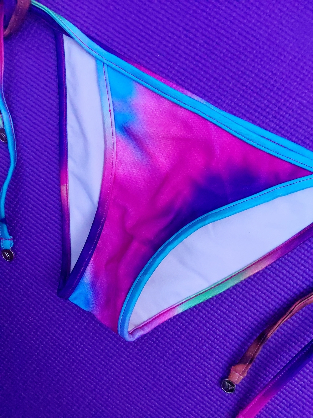 Wildfox Neon Tie-Dye Bikini Bottom in Pink, Aqua & Purple